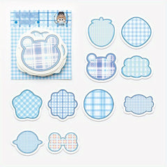 100 Sheets Cartoon Shaped Note Paper Lovely Plaid Stripes Memo Paper