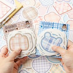100 Sheets Cartoon Shaped Note Paper Lovely Plaid Stripes Memo Paper