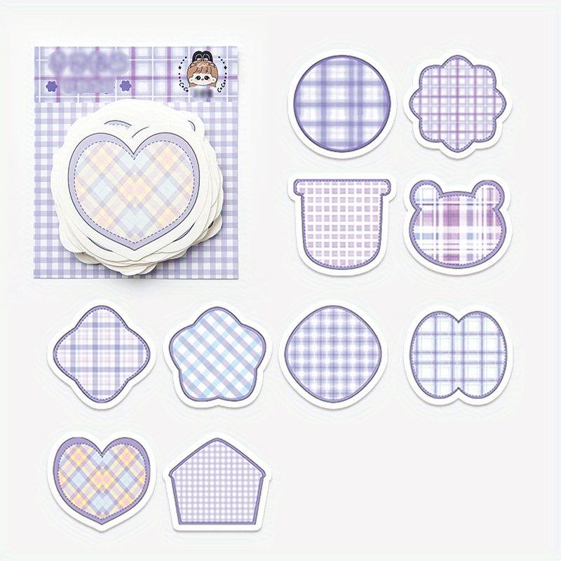 100 Sheets Cartoon Shaped Note Paper Lovely Plaid Stripes Memo Paper
