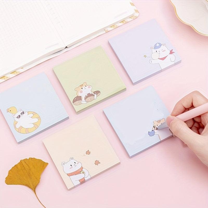 6pcs Cartoon Hamster Memo Pad Sticky Notes Various Styles