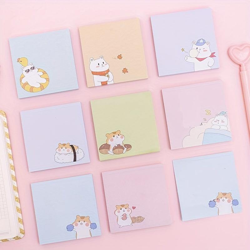 6pcs Cartoon Hamster Memo Pad Sticky Notes Various Styles