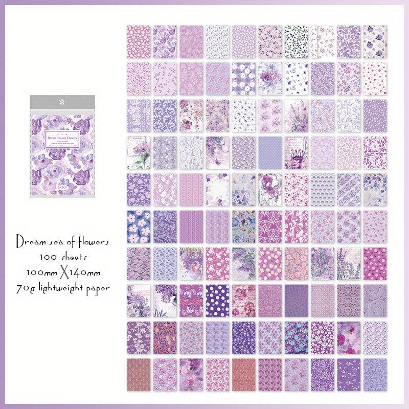 Retro Paper Set 100 Sheets Plant Book Series Background