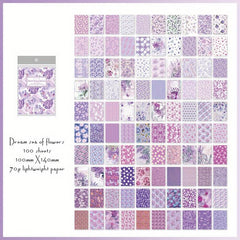 Retro Paper Set 100 Sheets Plant Book Series Background