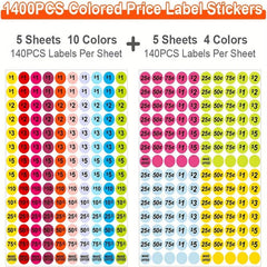1400Pcs Garage Yard Stickers Pre Priced Pricing Labels