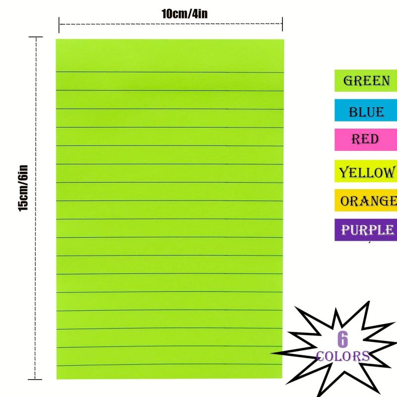 3 Pack 6-Color Adhesive Note Pads 10.16x15.24cm Bright Sticky Notes