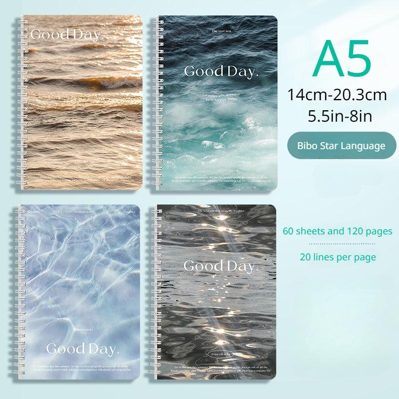 Ocean Wave Notebook 4pcs Thickened Student Prize 120 Pages 13 97 Cm