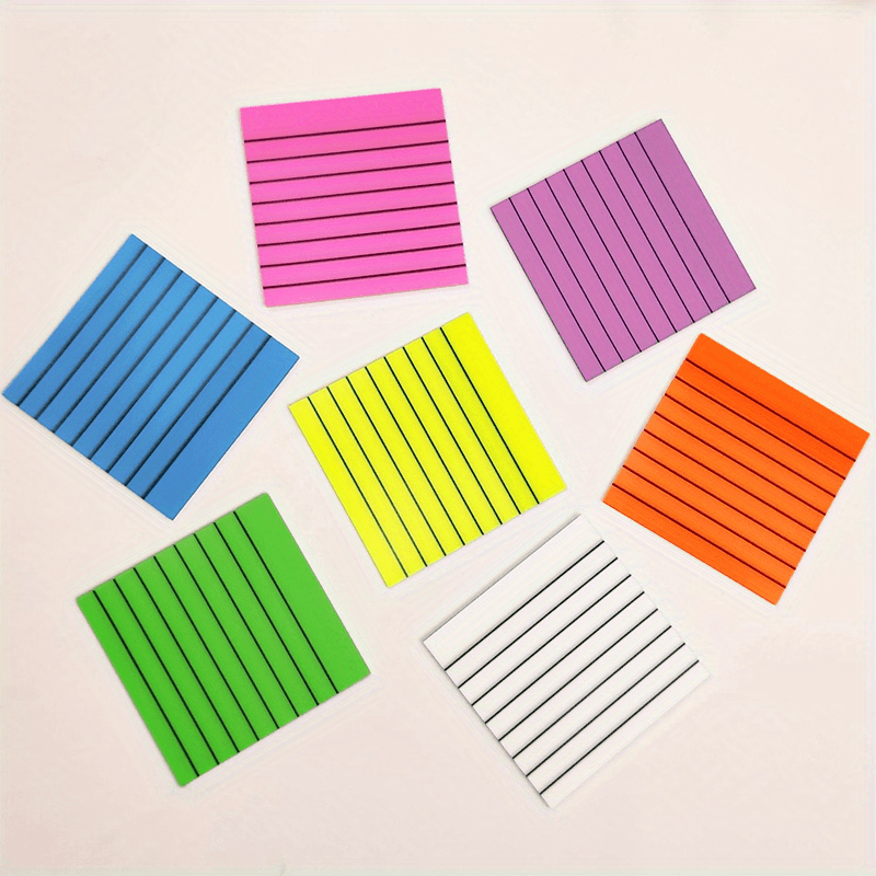 Clear Lined Sticky Notes 7 Colors Waterproof Adhesive Pad