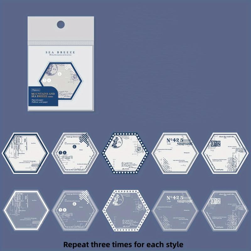 30pcs Memo Pad Mountain And Sea Wind Series Retro Shaped Journal DIY