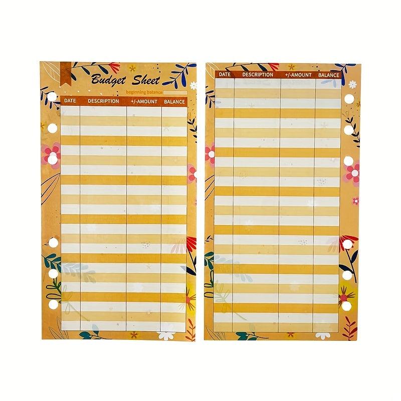 12pcs Budget Consumer Cards, 6 Hole Loose Leaf, Cash Cards