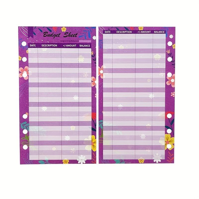 12pcs Budget Consumer Cards, 6 Hole Loose Leaf, Cash Cards