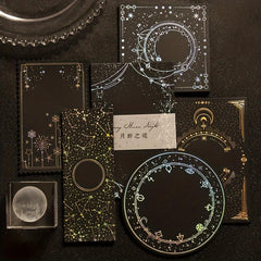 10pcs Laser Golden & Silvery Collage Card Star & Moon Night Series Light Retro