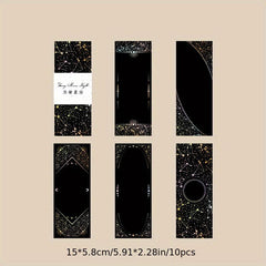10pcs Laser Golden & Silvery Collage Card Star & Moon Night Series Light Retro