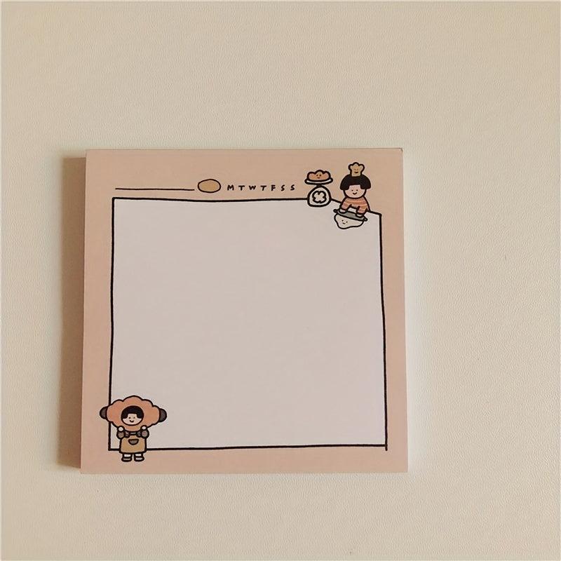 Book Cartoon Bread Memo Memo Notebook Sticky Notes 50 Sheets