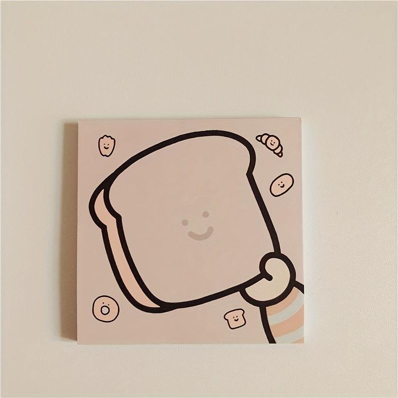 Book Cartoon Bread Memo Memo Notebook Sticky Notes 50 Sheets