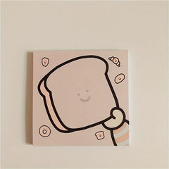 Book Cartoon Bread Memo Memo Notebook Sticky Notes 50 Sheets