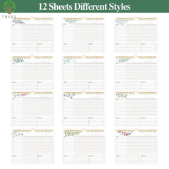 TREES Habit Tracker Calendar Spiral Binding Habit Journal 12 Plant Pages