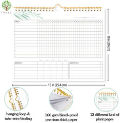 TREES Habit Tracker Calendar Spiral Binding Habit Journal 12 Plant Pages
