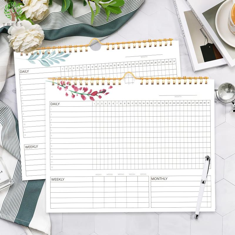TREES Habit Tracker Calendar Spiral Binding Habit Journal 12 Plant Pages