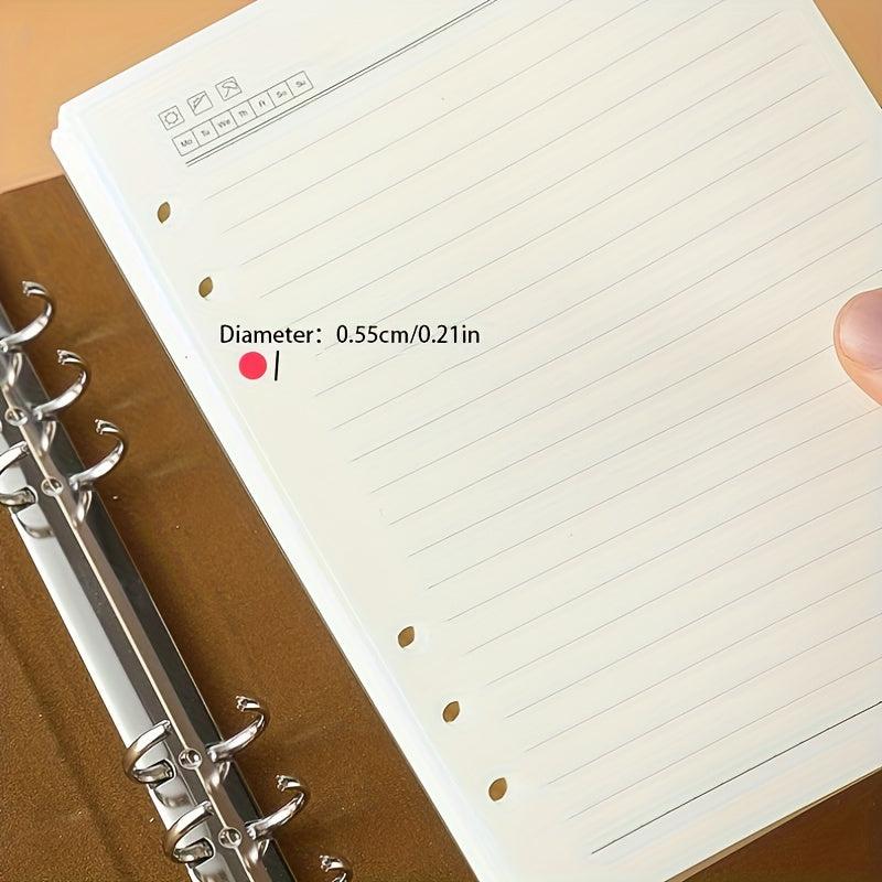 A5 A6 Padded Lined 6 Ring Binder Inserts 80 Pages Thick Paper Index Labels