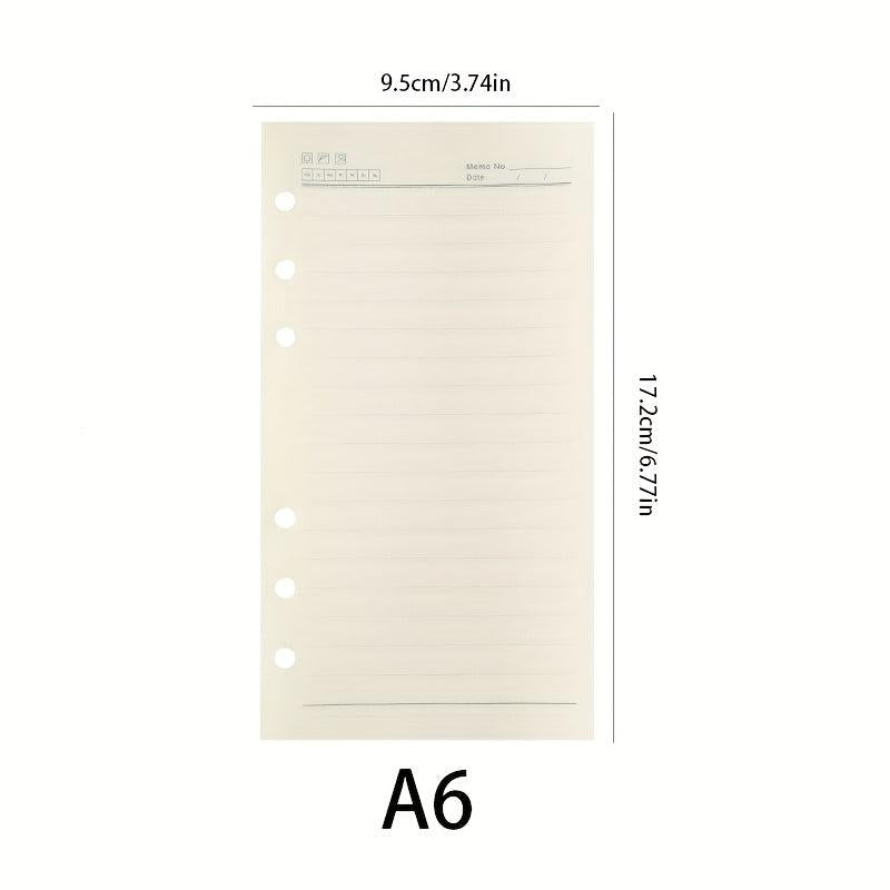 A5 A6 Padded Lined 6 Ring Binder Inserts 80 Pages Thick Paper Index Labels