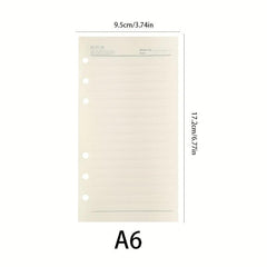 A5 A6 Padded Lined 6 Ring Binder Inserts 80 Pages Thick Paper Index Labels