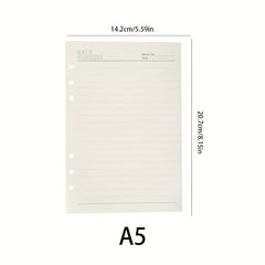 A5 A6 Padded Lined 6 Ring Binder Inserts 80 Pages Thick Paper Index Labels