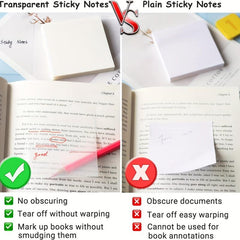 200 Sheets Transparent Sticky Note Square Student Note Sticker Strong Sticky