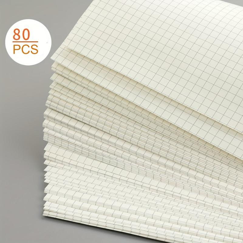 2pcs A6 Spiral Notebook Grid & Blank Pages Clear Stitched Edge Handy Pocket Note