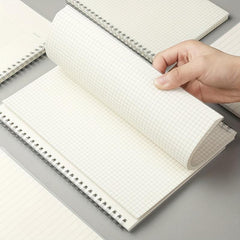 2pcs A6 Spiral Notebook Grid & Blank Pages Clear Stitched Edge Handy Pocket Note