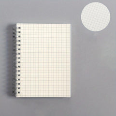 2pcs A6 Spiral Notebook Grid & Blank Pages Clear Stitched Edge Handy Pocket Note