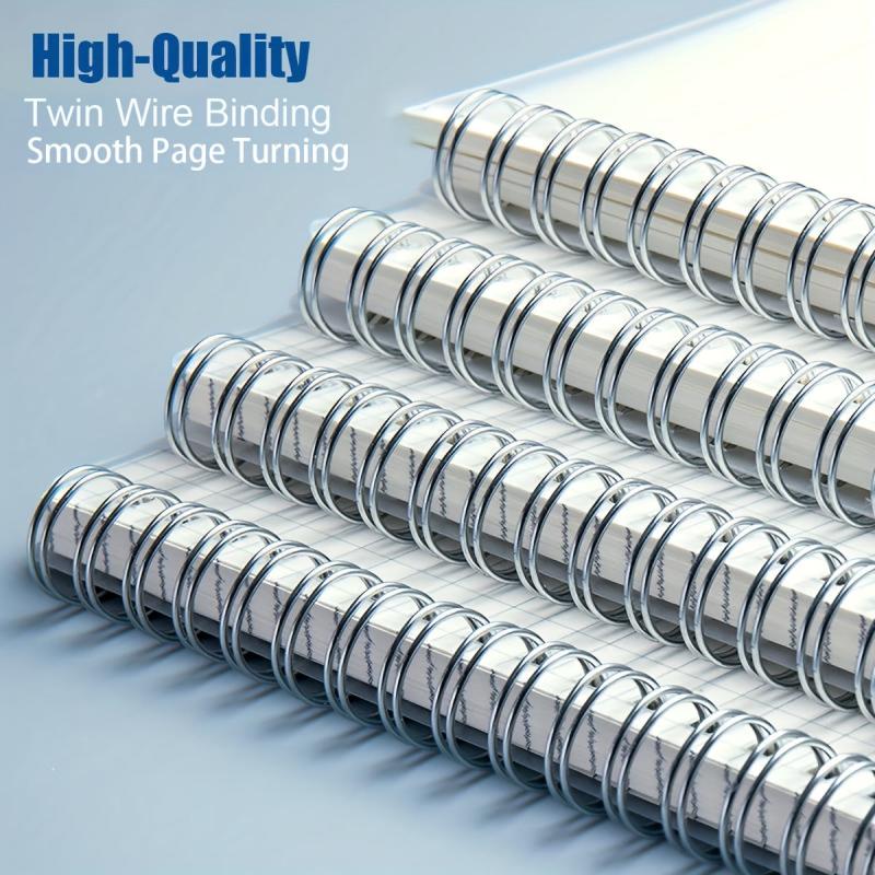 2pcs A6 Spiral Notebook Grid & Blank Pages Clear Stitched Edge Handy Pocket Note