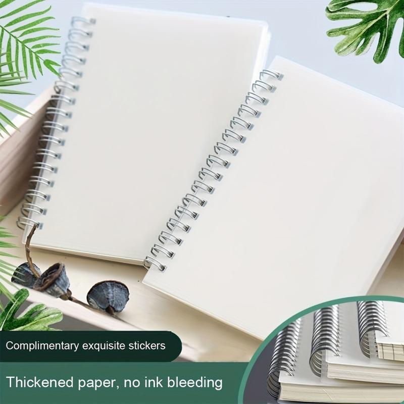 2pcs A6 Spiral Notebook Grid & Blank Pages Clear Stitched Edge Handy Pocket Note