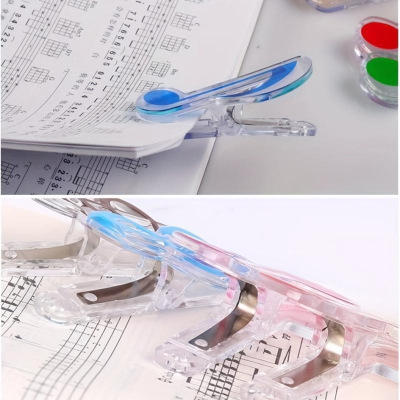 5pcs Music Note Clips Plastic Sheet Clips Multicolor Transparent