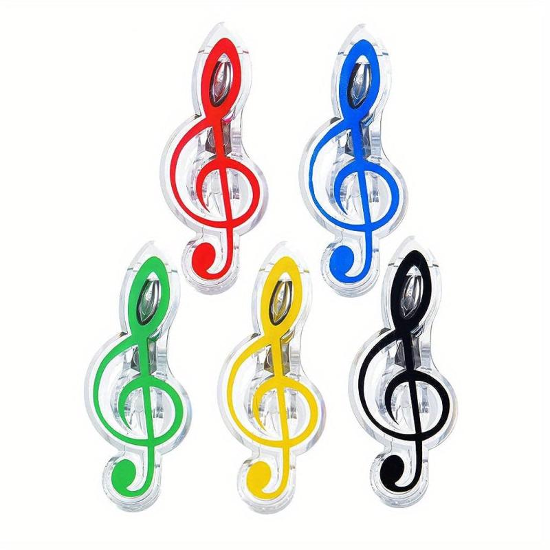 5pcs Music Note Clips Plastic Sheet Clips Multicolor Transparent