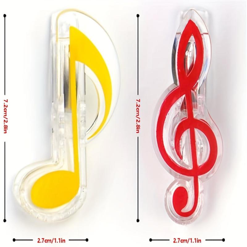 5pcs Music Note Clips Plastic Sheet Clips Multicolor Transparent