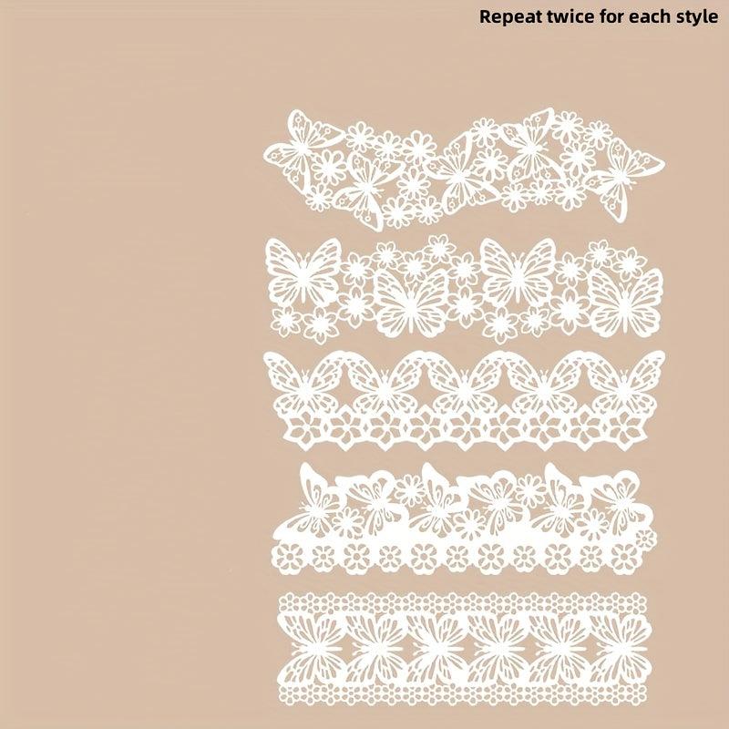 10pcs Dreamlike Series Lace Material Long Strip Hollow Paper Pack