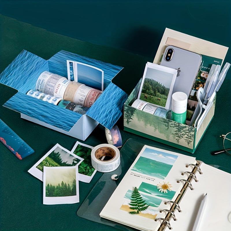 3pcs Scenery Storage Box Series Literary Hand Account Storage