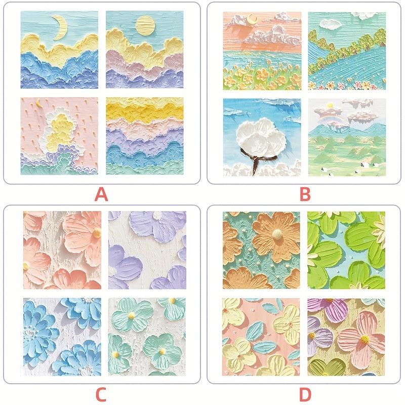 50 Sheets Painting Series Sticky Notes Student Portable Memo Pad