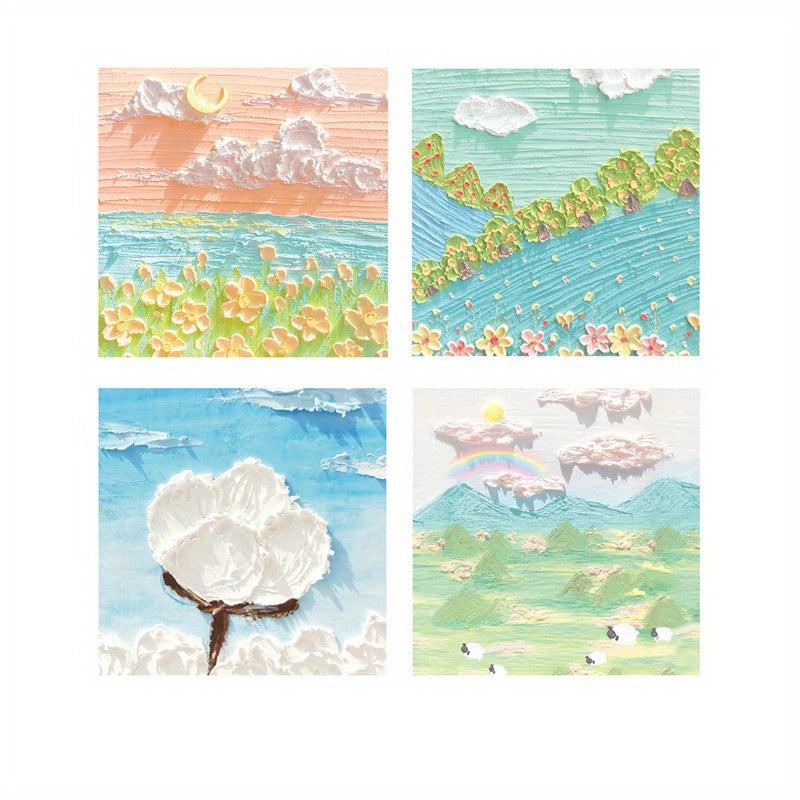 50 Sheets Painting Series Sticky Notes Student Portable Memo Pad