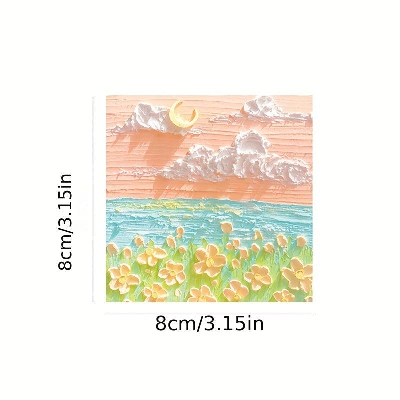 50 Sheets Painting Series Sticky Notes Student Portable Memo Pad