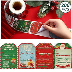 200 Christmas Stickers Roll Holiday Gift Packaging Decoration