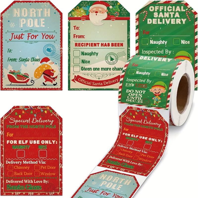 200 Christmas Stickers Roll Holiday Gift Packaging Decoration
