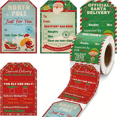 200 Christmas Stickers Roll Holiday Gift Packaging Decoration