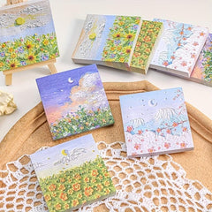 2pcs Prosperous Painting Sticky Notes - High Value Hand Account Scenery Memo Pad