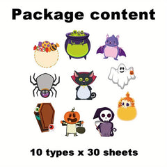 300 Sheets Halloween Cartoon Sticky Notes 10 Books Stickers Page Markers