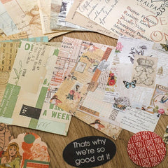 50 Sheets Vintage Scrapbook Paper Stickers and Sticky Paper Set