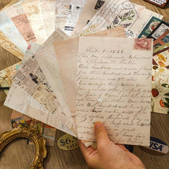 50 Sheets Vintage Scrapbook Paper Stickers and Sticky Paper Set
