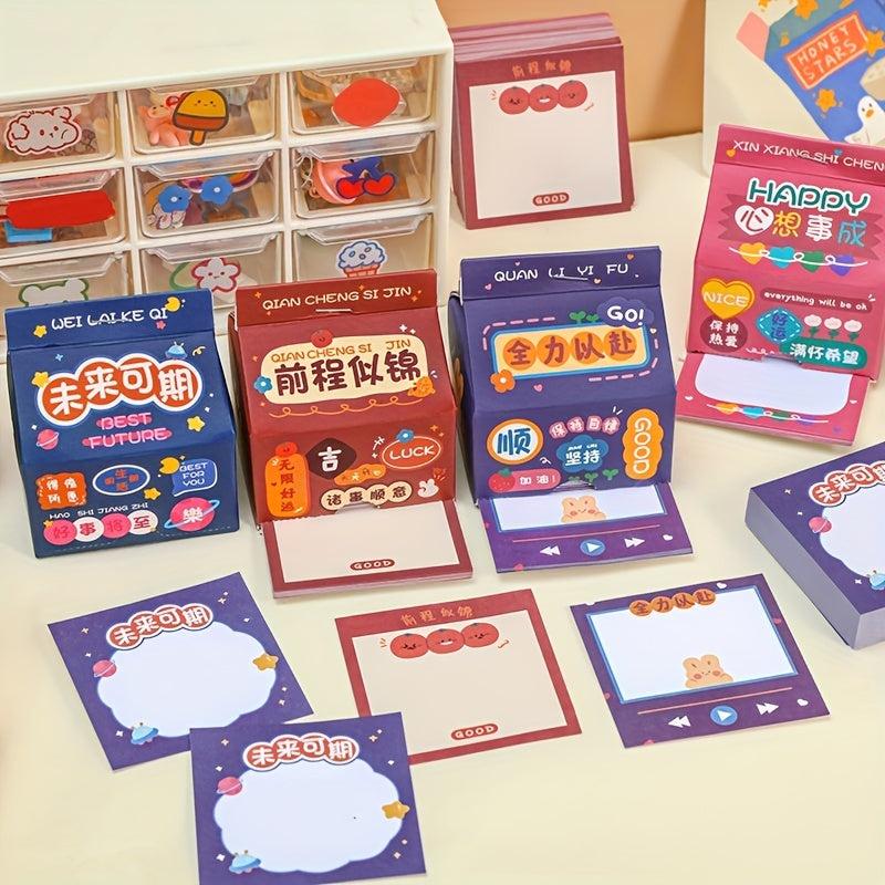 200pcs Box Cartoon Sticky Notes Writable For School Office
