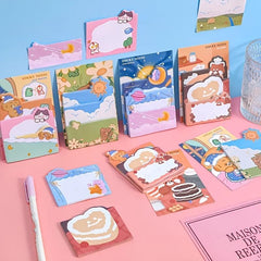 4pcs Cartoon Bear & Rabbit Sticky Notes School & Office Supplies