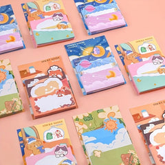4pcs Cartoon Bear & Rabbit Sticky Notes School & Office Supplies